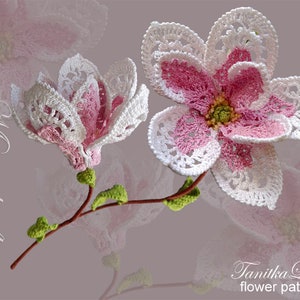 Magnolienblüte Häkelanleitung Fotoanleitung How to get. Blumenmuster für gehäkelte Blumensträuße, Kleidungsdekor, Broschen
