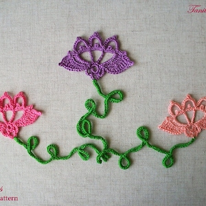 Lotus Pattern Crochet Flower How to make crochet applique Photo tutorial Diagrams Instructions Water lily flower pattern