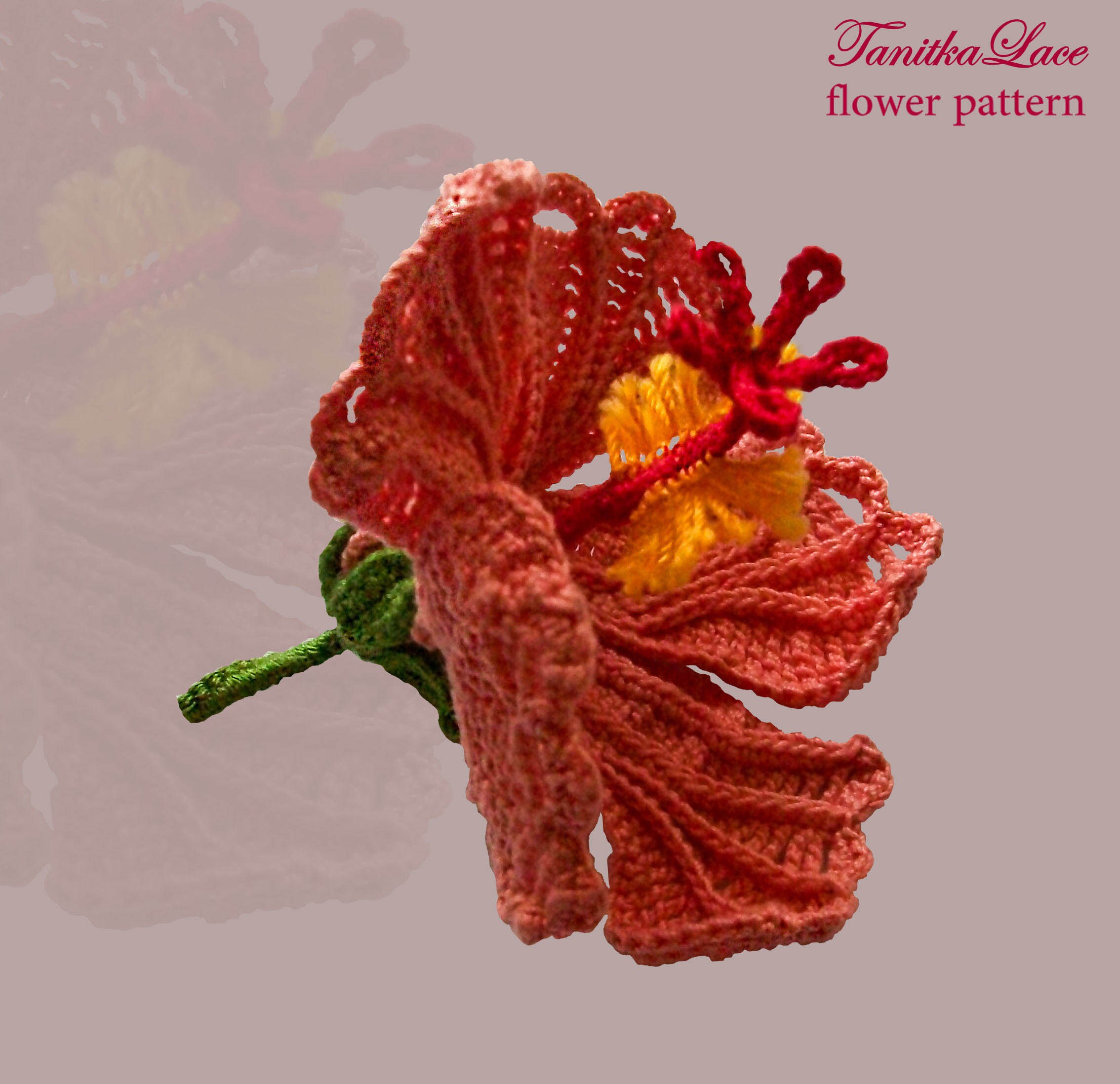Pattern Hibiscus Realistic Crochet flower. How to make Etsy.de