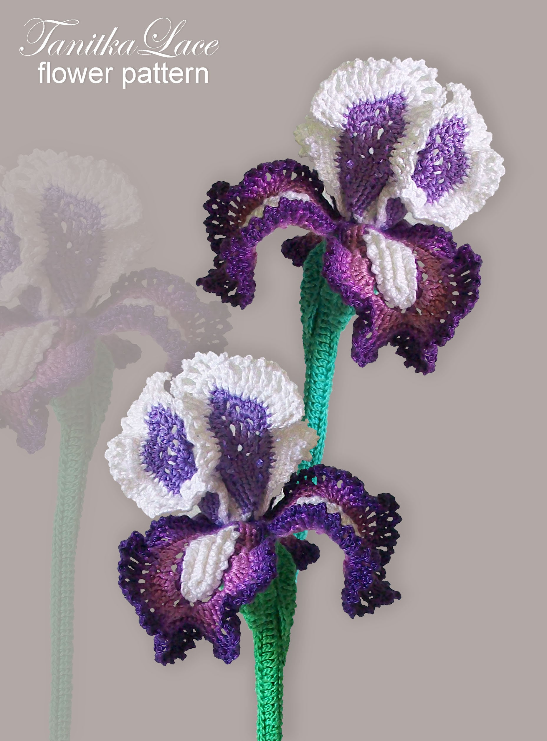 Pattern Iris Crochet pattern Lace flower pattern. Tutorial Etsy