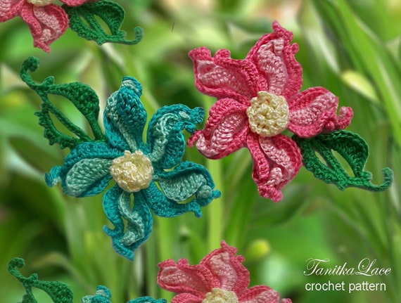 Fantasy Flower Crochet Pattern: Irish Lace Applique Tutorial (PDF pattern)