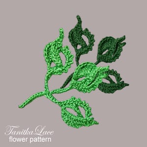 Openwork branch Crochet pattern. Crochet leaves pattern for trees, flowers, plants