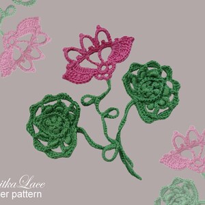Lotus flowers and leaves. Irish lace patterns crochet. Crochet ideas for clothes trim.
