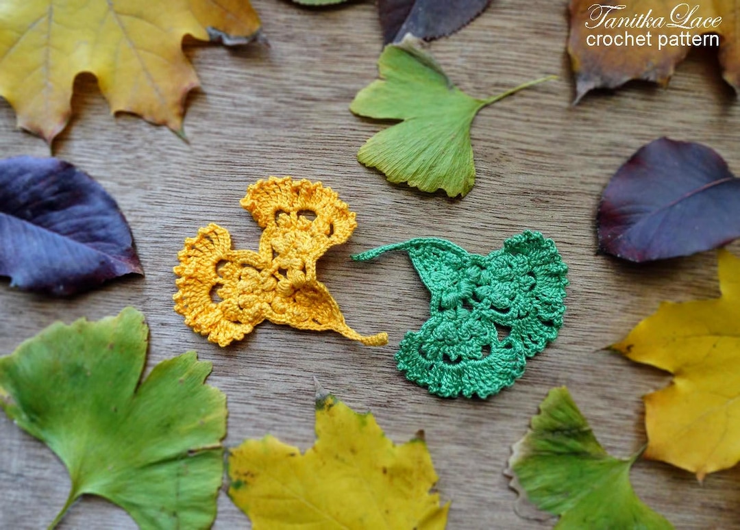 Ginkgo Leaf Crochet Pattern: DIY Tree Leaves Decor, Applique (PDF ...