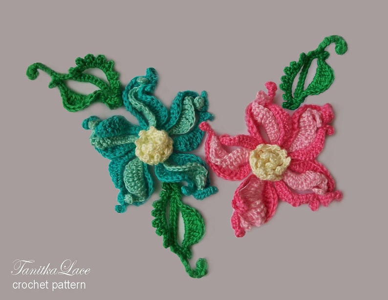 Irish lace flower pattern. Crochet ideas for flower creating. Diy crochet flowers