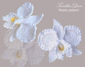 Crochet Orchid Pattern Cattleya: 3d Crocheted Flowers for making jewelry, clothes decor (PDF Tutorial)