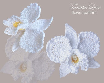 Pattern Orchid Cattleya Crochet flower PDF Photo Tutorial for Making jewelry and Decoration clothes Digital download 3d flowers