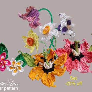 Patrones de crochet para flores de primavera: 4 tutoriales para arreglos florales con apliques (libro electrónico)