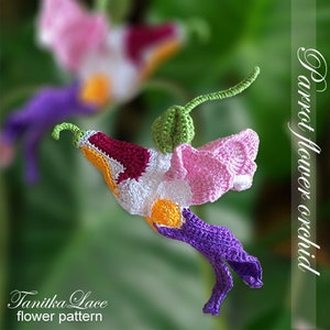 Crochet Orchid Pattern Parrot crochet flower Realistic flowers DIY project. Crochet pattern for bouquets, arrangements, amigurumi
