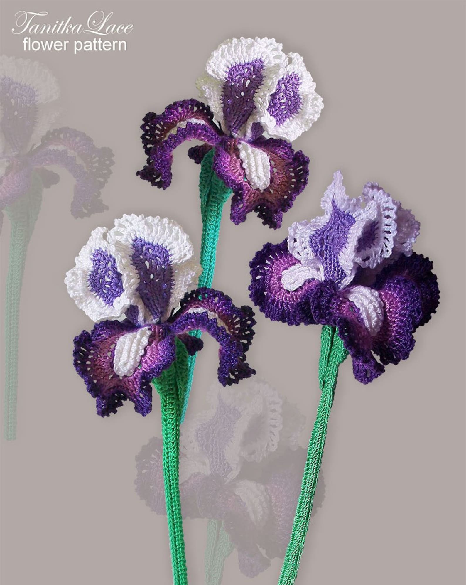 Pattern Iris Crochet Pattern Lace Flower Pattern. Tutorial Etsy