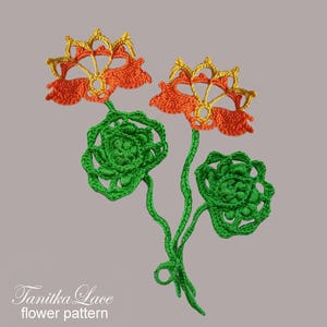 Lotus pattern applique for crochet decor. Master class in Irish lace technique. Digital tutorial.