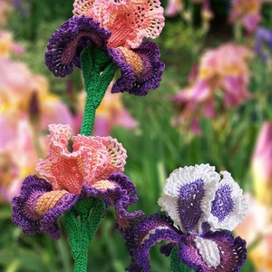 Iris Flower Crochet Lace Pattern: Tutorial How to make Applique Brooch Bouquet (PDF Instruction) image 4