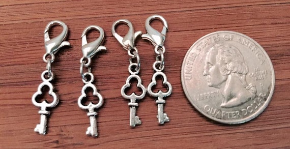 Items similar to 4 pcs ~ Tiny Keys antique silver tone charms ready to ...