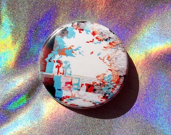 Chromatic Aberration Anaglyph Glitch Pin - 1 1/2 inch