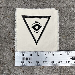 Linocut/Woodcut Hand Printed Patch 5 inches All Seeing Eye image 4