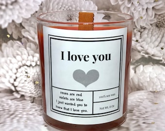 I Love You Candle - CUSTOM Candle - personalized candle - scented soy candle - Soy Massage Candle - large candle