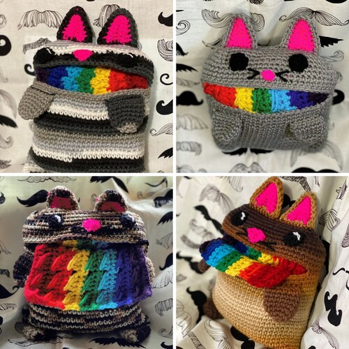 Rainbow Barf Cat Scarf Nyan Cat Crochet Made to Order Etsy