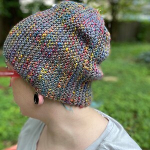Stormy Rainbow and Grey Colorful Slouch Beanie - Etsy display picture 3