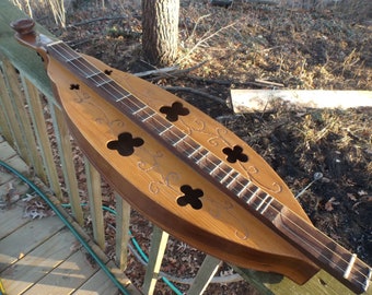 Dulcimer Very Vintage Original Hand Carved by William Bill Berg Early 70's One of a Kind Hearts and Butterflies Rare Instrument scalloped