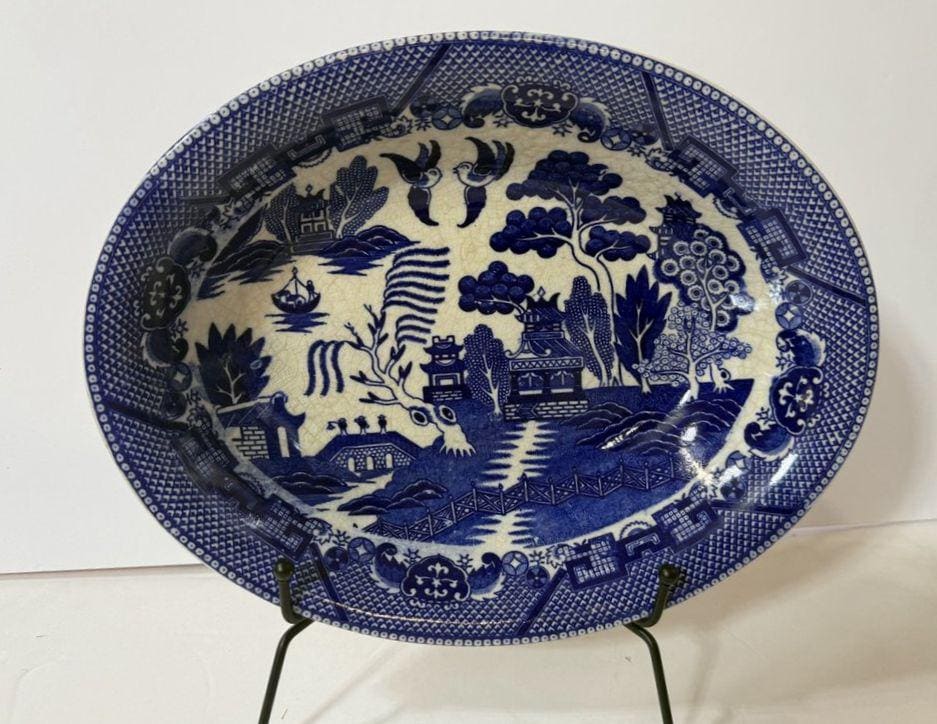  blue willow希少大オーバル皿 Japan Blue Willow - Etsy