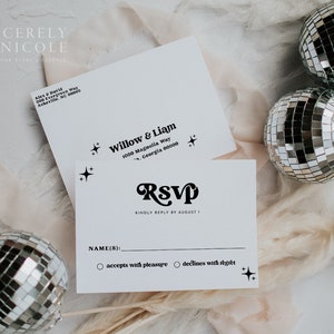 Wedding RSVP Card Template, Modern Wedding Response Card, Wedding Reply Card, Printable RSVP, Modern Retro RSVP Card Template | Charli