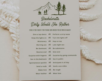 Bachelorette zou ze liever spel, handgetekende vrijgezellenfeest spel, vies zou ze liever, vies vrijgezellenfeest, Canva vrijgezellenfeest | Tess