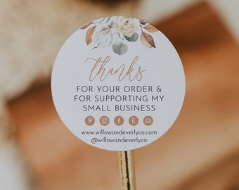 Printable Small Business Stickers, Small Business Labels, Package Stickers, Modern Labels, Minimalist Labels, Thank You Stickers | Amelia