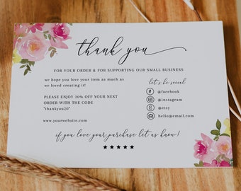 Adely | Small Business Thank You Template, Editable Small Business Thank You Card, Small Business Thank You Card Template, Editable Business