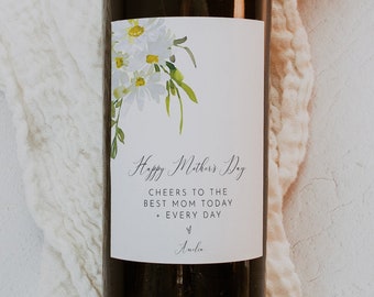 Printable Mother's Day Wine Label, Editable Printable Mother's Day Wine Label, Mother's Day Wine Template, Editable Floral Mother's Day Wine
