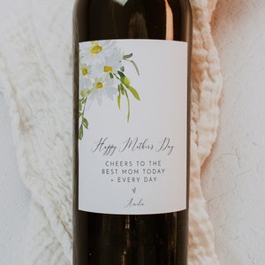 Printable Mother&#39;s Day Wine Label, Editable Printable Mother&#39;s Day Wine Label, Mother&#39;s Day Wine Template, Editable Floral Mother&#39;s Day Wine