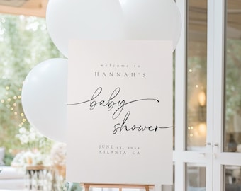 Baby Shower Welcome Sign Template, Minimalist Welcome Baby Shower Sign, Baby Shower Welcome Sign, Boho Baby Shower Welcome Sign | Olivia