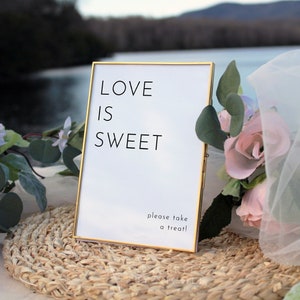 Love is Sweet Please Take A Treat Sign, Love is Sweet Sign Printable, Modern Minimalist Wedding Sign, Minimalist Wedding Favor Sign | Harlow