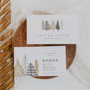 Christmas Business Card Template, Holiday Business Cards, Editable Printable Business Card Template, Modern Minimalist Holiday | Clara