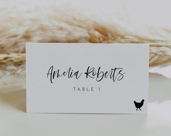 Place Card Template With Meal Icons, Printable Escort Cards, Table Name Cards, Minimalist Place Card, Modern Place Cards Printable | Harper