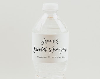 Editable Printable Water Bottle Label, Modern Minimal Water Bottle Label, Bridal Shower Water Bottle Label, Bridal Shower Labels