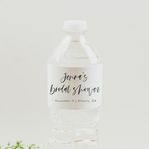 Editable Printable Water Bottle Label, Modern Minimal Water Bottle Label, Bridal Shower Water Bottle Label, Bridal Shower Labels