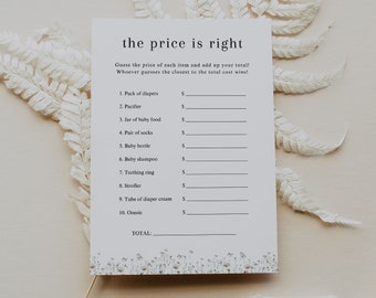 Baby Shower The Price Is Right Game, The Price is Right Baby Shower Game, Floral Baby Shower, Guess the Price Boho Baby Shower Games | Ashe