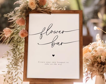 Flower Bar-bord, modern minimalistisch vrijgezellenfeestbord, bordje een boeket maken, minimalistisch bedankbord, canvas trouwborden | Olivia
