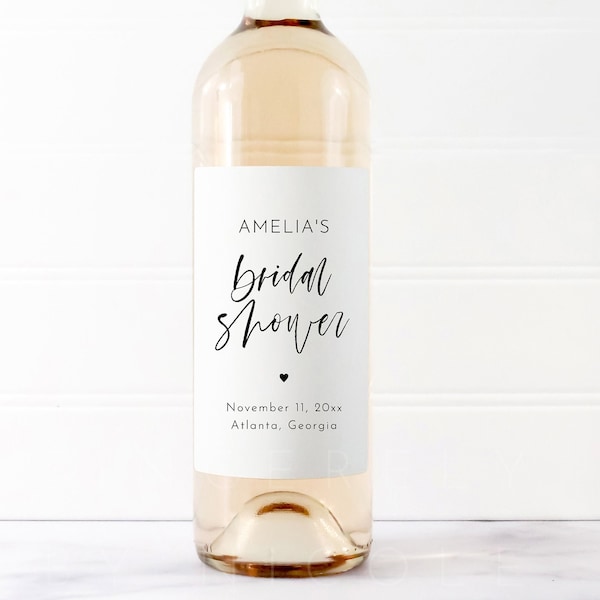 Modern Bridal Shower Wine Label, Editable PRINTABLE Wedding Shower Wine Label Template, Bridal Shower Wine Labels, Wedding Shower