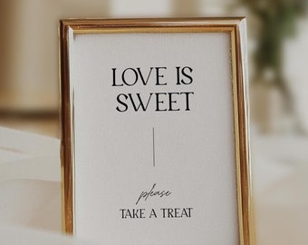Love is Sweet Sign, Love Is Sweet Take A Treat Sign, Printable Wedding Love is Sweet Take a Treat Sign, Dessert Table, Take A Favor | Aspen