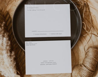 Editable Wedding Response Card, Response Card Template, Minimalist RSVP Card, Printable Modern RSVP Card, DIY Wedding Response Card | Astra