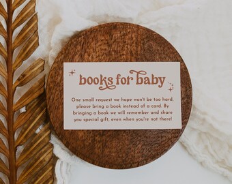 Minimalist Books for Baby Card, Book Request Insert, Boho Baby Shower, Gender Neutral Baby Shower, Baby Shower Book Request Insert| Birdie