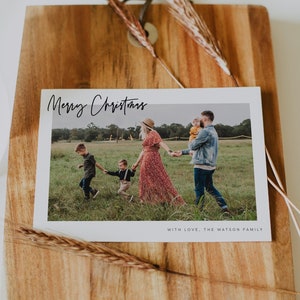 Photo Christmas Card Template, Editable Family Picture Holiday Card, Merry Christmas Card, Minimalist Christmas Card, Simple Holiday | Sofia