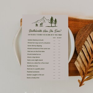 Camp Bachelorette Has She Ever Bachelorette Game Template, Ever Or Never Camping Bachelorette Game Editable Printable, Camping Bach | Tess