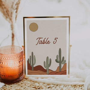 Western Wedding Table Numbers, Ranch Wedding Table Numbers Template, Cactus Table Numbers, Modern Desert Wedding Table Numbers | Betty