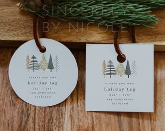 Modern Printable Christmas Tag, Personalized Christmas Tag, Modern Minimalist Christmas Tag, Holiday Gift Tag, Editable Template DIY | Clara