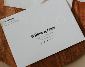 Minimalist Wedding Envelope Template, Printable Wedding Envelope Template, Editable Envelope Template, Editable Wedding Envelope | Willow