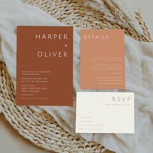 Terracotta Wedding Invitation, Earthy Wedding Invitation, Burnt Orange Wedding Invitation Suite, Boho Wedding Invitation, Fall Rust Orange