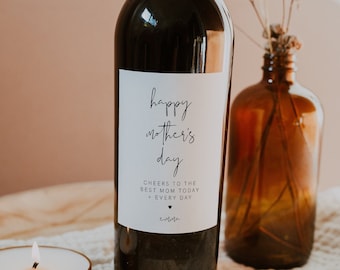 Mother's Day Wine Label Template, Mother's Day Wine Label Printable Editable, Mother's Day Instant Download, Downloadable Wine Label | Emma