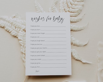 Wishes For Baby Baby Shower Game, Printable Editable Wishes For Baby Card, Gender Neutral Baby Shower, Wishes For Baby Game Shower | Harper